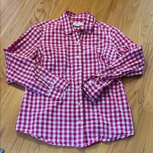 Vineyard vines size 6 gingham button up shirt hot pink/white preppy